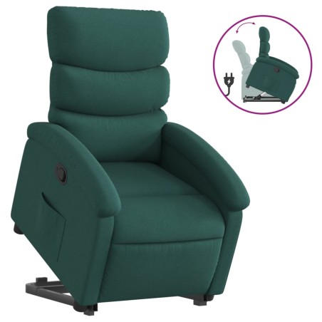 vidaXL Sillón reclinable elevable tela verde oscuro