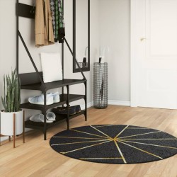 vidaXL Alfombra lavable antideslizante negro y dorado Ø 120 cm