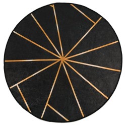 vidaXL Alfombra lavable antideslizante negro y dorado Ø 120 cm