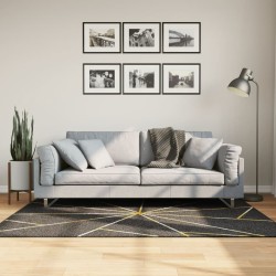 vidaXL Alfombra lavable antideslizante negro y dorado 120x180 cm
