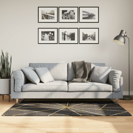 vidaXL Alfombra lavable antideslizante negro y dorado 80x150 cm
