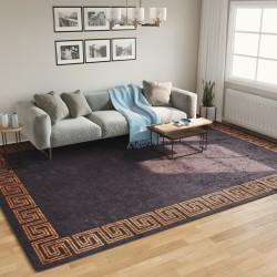 vidaXL Alfombra lavable antideslizante negro y dorado 400x300 cm