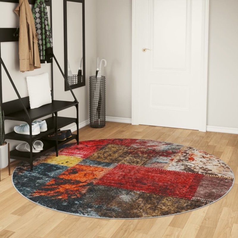 vidaXL Alfombra lavable antideslizante multicolor Ø 200 cm vidaXL Alfombra lavable antideslizante multicolor Ø 200 cm