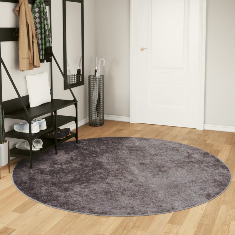 vidaXL Alfombra lavable antideslizante gris Ø 200 cm vidaXL Alfombra lavable antideslizante gris Ø 200 cm
