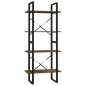 vidaXL Estantería contrachapada 4 niveles roble ahumado 60x30x140 cm vidaXL Estantería contrachapada 4 niveles roble ahumado 60x30x140 cm