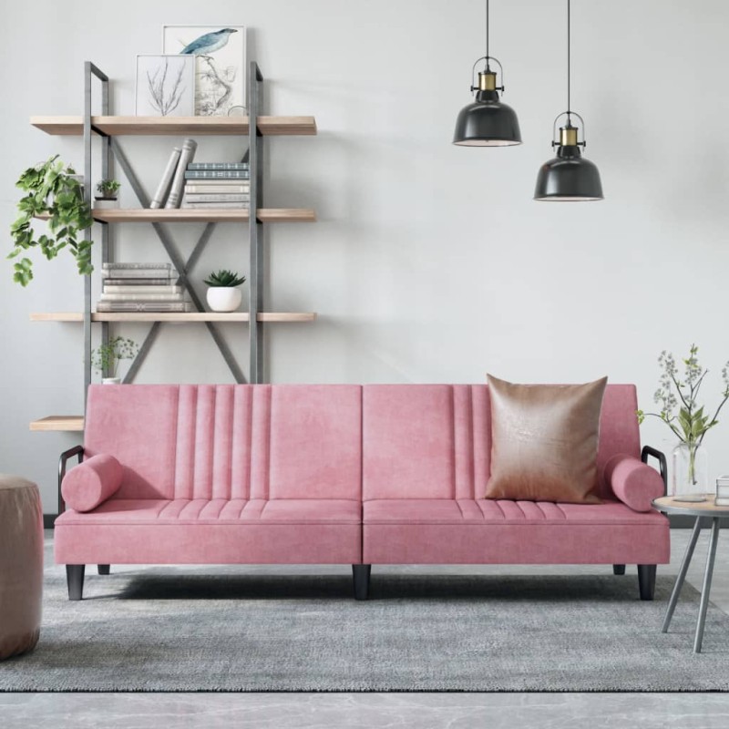 vidaXL Sofá cama con reposabrazos terciopelo rosa vidaXL Sofá cama con reposabrazos terciopelo rosa