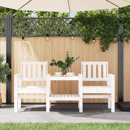 vidaXL Banco de jardín con mesa 2 plazas madera maciza de pino blanco