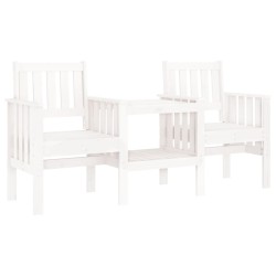 vidaXL Banco de jardín con mesa 2 plazas madera maciza de pino blanco