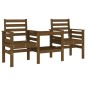 vidaXL Banco jardín con mesa 2 plazas madera maciza pino marrón miel vidaXL Banco jardín con mesa 2 plazas madera maciza pino marrón miel