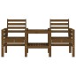 vidaXL Banco jardín con mesa 2 plazas madera maciza pino marrón miel vidaXL Banco jardín con mesa 2 plazas madera maciza pino marrón miel
