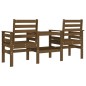 vidaXL Banco jardín con mesa 2 plazas madera maciza pino marrón miel vidaXL Banco jardín con mesa 2 plazas madera maciza pino marrón miel