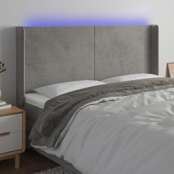 vidaXL Cabecero con LED de terciopelo gris claro 203x16x118/128 cm