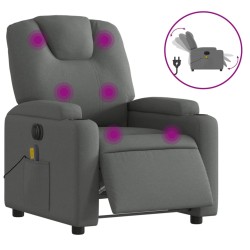 vidaXL Sillón reclinable de masaje eléctrico tela gris oscuro