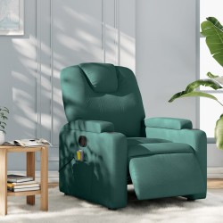 vidaXL Sillón reclinable de masaje eléctrico tela verde oscuro