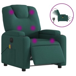 vidaXL Sillón reclinable de masaje eléctrico tela verde oscuro