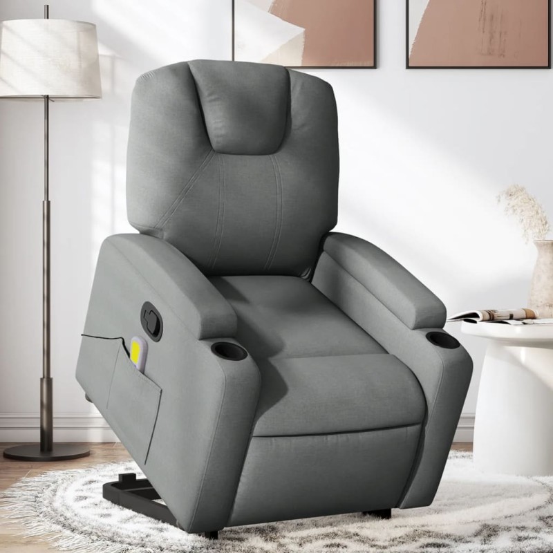 vidaXL Silla de masaje reclinable de pie de tela gris oscuro vidaXL Silla de masaje reclinable de pie de tela gris oscuro