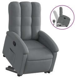 vidaXL Sillón reclinable elevable de tela gris oscuro