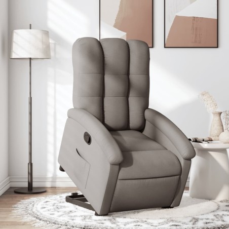 vidaXL Sillón reclinable elevable tela gris taupe