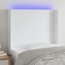 vidaXL Cabecero con LED cuero sintético blanco 83x16x118/128 cm 