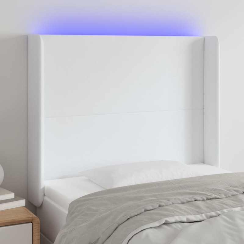vidaXL Cabecero con LED cuero sintético blanco 83x16x118/128 cm vidaXL Cabecero con LED cuero sintético blanco 83x16x118/128 cm
