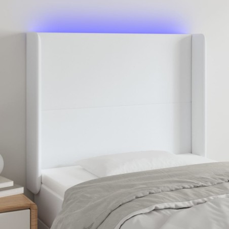 vidaXL Cabecero con LED cuero sintético blanco 83x16x118/128 cm 