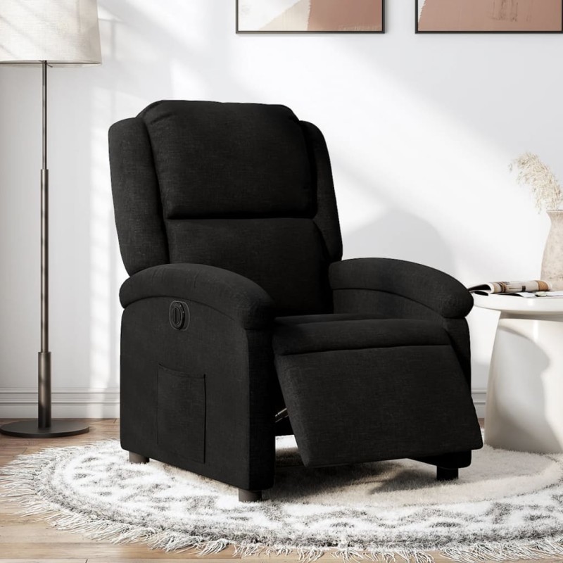 vidaXL Sillón reclinable eléctrico de tela negro vidaXL Sillón reclinable eléctrico de tela negro