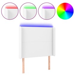 vidaXL Cabecero con LED cuero sintético blanco 83x16x118/128 cm 