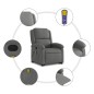 vidaXL Silla de masaje reclinable de pie de tela gris oscuro