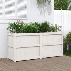 vidaXL Jardinera de madera maciza de pino blanca 150x50x70 cm