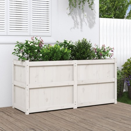 vidaXL Jardinera de madera maciza de pino blanca 150x50x70 cm