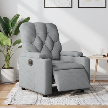 vidaXL Sillón reclinable eléctrico tela gris claro