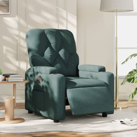 vidaXL Sillón reclinable eléctrico tela verde oscuro