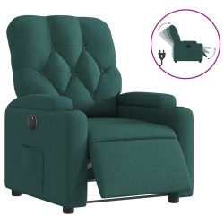 vidaXL Sillón reclinable eléctrico tela verde oscuro