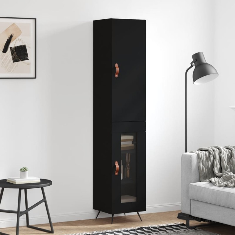 vidaXL Aparador de madera contrachapada negro 34,5x34x180 cm vidaXL Aparador de madera contrachapada negro 34,5x34x180 cm