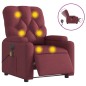 vidaXL Sillón de masaje reclinable eléctrico tela rojo tinto