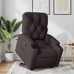 vidaXL Sillón reclinable elevable tela marrón oscuro