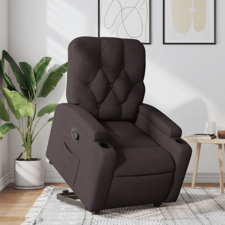 vidaXL Sillón reclinable elevable tela marrón oscuro