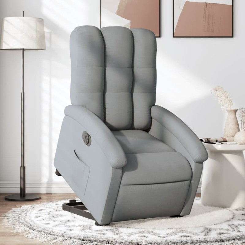 vidaXL Sillón eléctrico reclinable elevable de tela gris claro vidaXL Sillón eléctrico reclinable elevable de tela gris claro