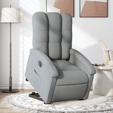 vidaXL Sillón eléctrico reclinable elevable de tela gris claro