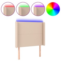 vidaXL Cabecero con LED cuero sintético capuchino 103x16x118/128cm