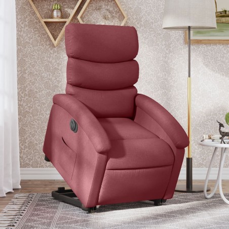 vidaXL Sillón eléctrico reclinable elevable de tela rojo tinto
