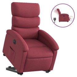 vidaXL Sillón eléctrico reclinable elevable de tela rojo tinto