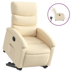 vidaXL Sillón eléctrico reclinable elevable de tela color crema
