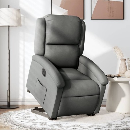 vidaXL Sillón eléctrico reclinable elevable de tela gris oscuro