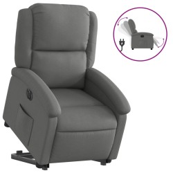 vidaXL Sillón eléctrico reclinable elevable de tela gris oscuro