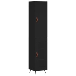 vidaXL Aparador de madera contrachapada negro 34,5x34x180 cm