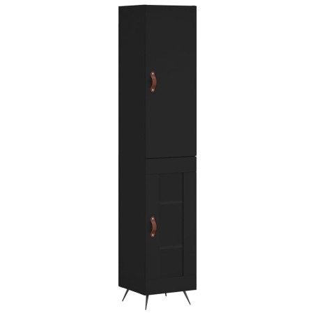 vidaXL Aparador de madera contrachapada negro 34,5x34x180 cm