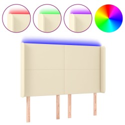 vidaXL Cabecero con LED cuero sintético color crema 147x16x118/128 cm 