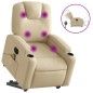 vidaXL Sillón de masaje eléctrico reclinable elevable tela crema vidaXL Sillón de masaje eléctrico reclinable elevable tela crema
