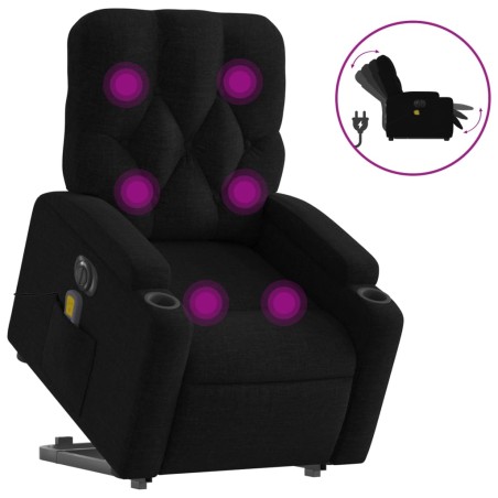 vidaXL Sillón de masaje eléctrico reclinable elevable tela negro